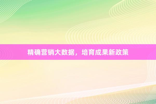 精确营销大数据，培育成果新政策